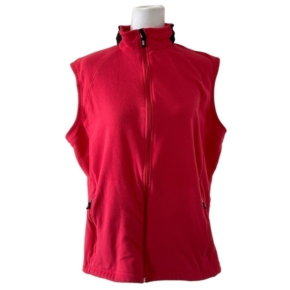 Lands’ End XL 18 20 fleece vest pink pockets